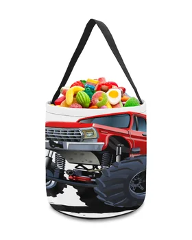 Мультяшная кошница за съхранение на червен камион, ведерко за сладки бонбони, Преносими домашни чанта за съхранение, кошница за детски играчки, вечерни бижута, аксесоари