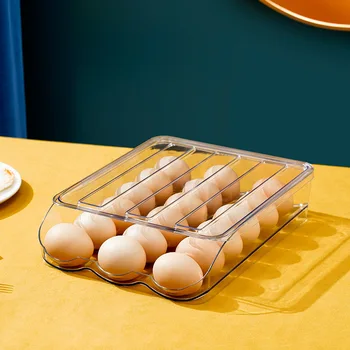 Нова актуализация Автоматична опаковки за яйца, на роли за хладилник, Кутия за запазване на свежестта, Кошница за яйца, Контейнери за съхранение на багаж, Кухненски организаторите