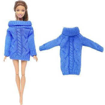 1 Комплект куклен пуловери ръчна изработка на кукли Барби, на висококачествена синя рокля, зимна и ежедневни дрехи, аксесоари 11,5 инча, детска играчка