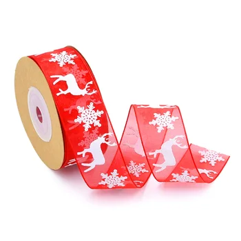 1 Ролка Нова Коледна панделка във формата на Снежинки, Лосове, полиэстеровая опаковъчна хартия, вечерни украса за дома, Щипки за коса с ръчно изработени Аксесоари