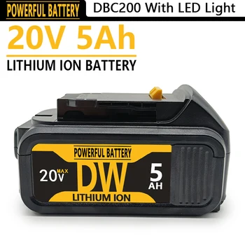 100% Оригинал за DeWalt 18V 20V 5000mAh Акумулаторна Батерия за електрически инструменти, 18650 литиево-йонна батерия DCB205 DCB204-2 20V DCB206