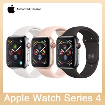 100% Оригинални умен часовник Apple Watch Серия 4 40 мм/44 мм с GPS + клетъчна връзка от алуминий със спортен каишка (обновена)