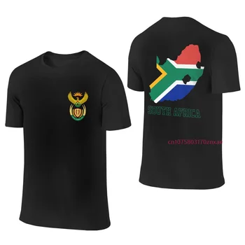 100% Памук, Флаг на Южна Африка, Карта, Емблема, Тениска с двойно Принтом, Мъжки, Дамски Годишна Ежедневна Риза в стил Харадзюку с къс ръкав, S-6XL