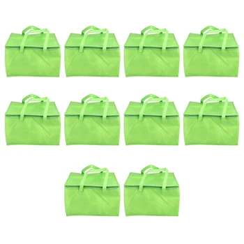 10X Сгъваема Голяма чанта-хладилник Преносима чанта за храна и сладкиши, Термокоробка от алуминиево фолио Зелен Цвят