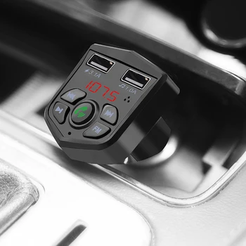 12 В 24 В, черно зарядно за кола, Автомобилен Mp3 плейър, автомобилен FM трансмитер с двойно USB-бързо зареждане, функция памет при спиране на тока БТ V5.0