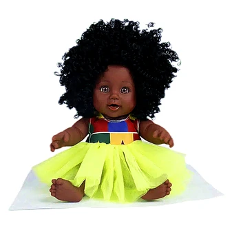 12 инча, африканска черна кукла за момичета, PVC, къдрава коса, кукла-реборн, играчки за деца