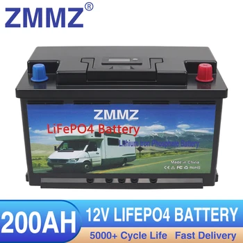12V 200Ah 100Ah LiFePO4 Батерия Вграден BMS Литиево-желязо-Фосфатный елемент 5000 Цикъла За Кемперов RV Golf Cart Слънчев Със зарядно устройство