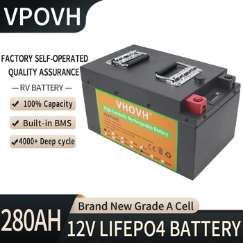 12V 280Ah LiFePO4, Литиево-желязо-фосфатный батерия Вграден BMS 4000 Цикъла За Кемперов RV Golf Cart Слънчевия Свод + Зарядно устройство