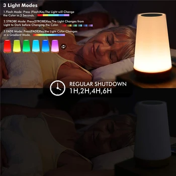 13 което променя Цвета си нощна светлина RGB с дистанционно управление, сензорна лампа с регулируема яркост, Преносими и настолни нощни лампи, USB Акумулаторна нощна лампа