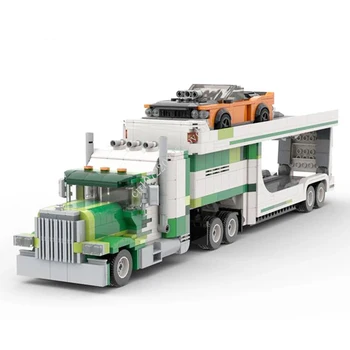 1305ШТ MOC Speed Champions Модел на камион-автовоза градивните елементи на Технологични тухли САМ Творческа монтаж на Детски играчки, подаръци