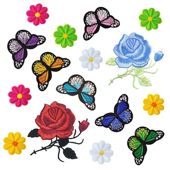16 парчета ивици с цветя и пеперуди, ленти с бродерии, апликации за декоративно-приложни изкуства, Декорация със собствените си ръце, дрехи, чанти