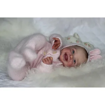 19-инчов мека кукла за новородени Reborn Харпър Реалистична Мека на допир хубава кукла за тяло Ръчно изработени с боя Genesis