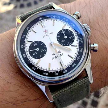 1963 Panda Pilot 40 мм Часовник с хронограф Man Air Force Sapphire ST1901, Механични часовници с ръчно от Реколта часовници Reloj Hombre