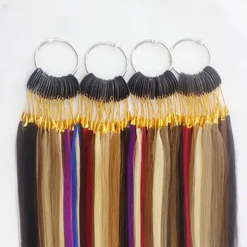 1бр 32 цветове 100% Естествена пръстен цвят коси Реми за удължаване на косата