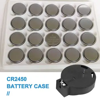 2 Бр CR2450 Монетная Клетка Бутон на Притежателя на Отделението за батерията Калъф 2 Контакт Черен