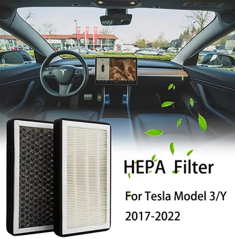 2 БР. Обновен Кабинковия Въздушния HEPA филтър С Активен Въглен За Tesla Model 3/Y 2017-2022 Комплект За Смяна на въздушния филтър на Климатика