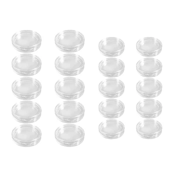 20 Броя Малки Кръгли Прозрачни пластмасови капсули за монети, в Кутия 10 бр 33 мм, 10 бр 40 мм