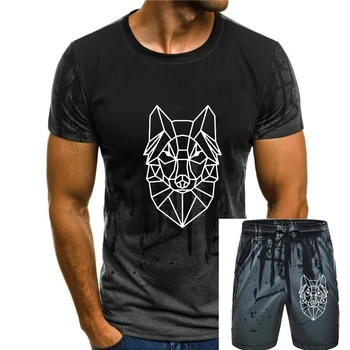 2021 Тениска с шарени Геометрични Вълк и Животните, Модна тениска за тийнейджъри, Прекрасни животни с Волчьей главата, Мъжки Ризи, Прост Дизайн, Тениски
