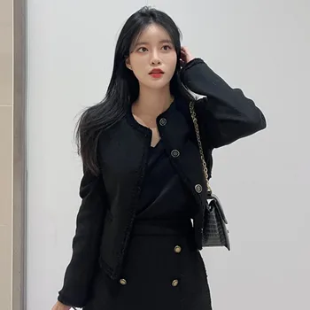 2023, зимно-есенна дамско яке с дълъг ръкав, с един гърди, кратък корейски модерен женски блейзър