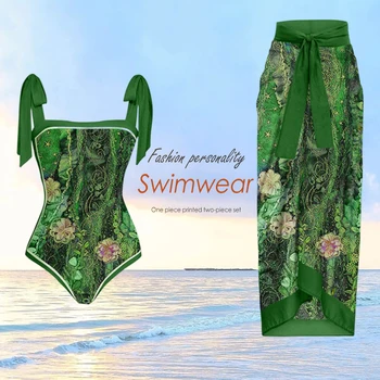 2023 Нов дамски комплект Бикини от 2 теми с роклята, Боди за плуване, Дишаща Консервативна Модни чрез шнурове за женски Аксесоари