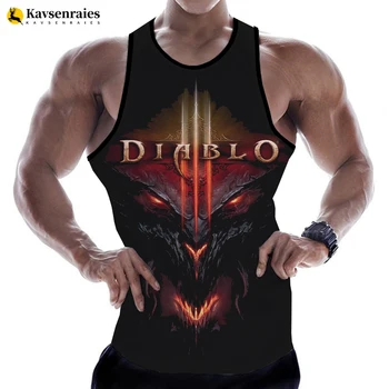 2023 Нова игра Diablo 3, Върховете на бретелях с 3D принтом За Мъже И Жени, Градинска облекло в стил Харадзюку, Тениска Оверсайз, Ризи без ръкави, Мъжки Дрехи