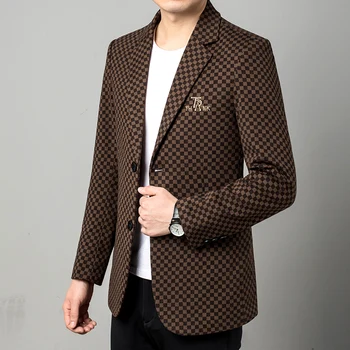 2023 Нова мъжки корейската версия на мода, бизнес Джентълмен В британския стил, Офис Тънък сватбен блейзър