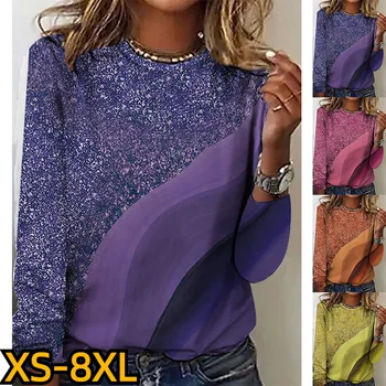 2023, Реколта дамски блузи с дълъг ръкав, с Нов дизайн, Есента случайни модерен пуловер, зимни тениска, тениски с кръгло деколте