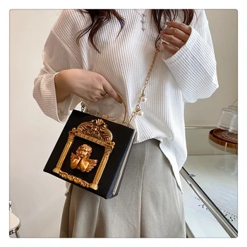2023 Черна Луксозна чанта Angel Hand Bag за жени, дамски чанти на стил Лолита