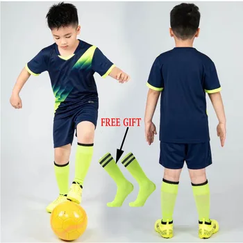 22 Детски футболни пуловери Мъжки Комплекти футболна дрехи за момчета Детски футболен форма с къс ръкав и Спортен костюм за възрастни Детски футболен трико