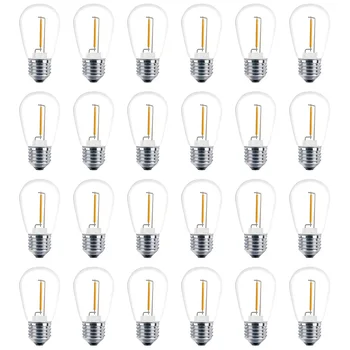 24 Комплект резервни крушки 3V LED S14, нечупливи улични слънчеви гирлянди, топло бяло