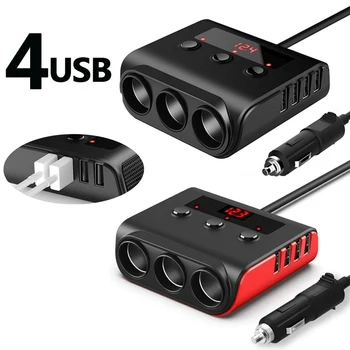 3 начина 12/24 В Авторозетки Автомобилни запалки с 5 USB-зарядно устройство Ивица на запалката на 5 3.1 A Изходна мощност с дисплей напрежение
