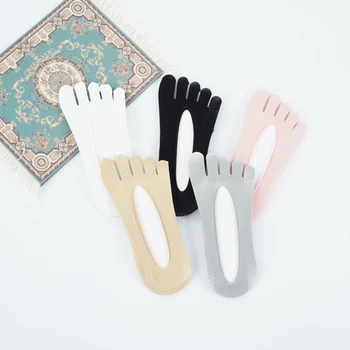 3 чифта Женски диша чорапи с пет пръста, Кадифе-тънки чорапи с пет пръста, невидим, мини, антифрикционные чорапи-лодки, чорапи до глезена