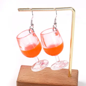 3D Обеци В Формата на Купа червено Вино, Персонализиран и Творчески Чаши за вино във формата На Купа червено Вино, Висящи Обеци За Жени, Бижута Подарък