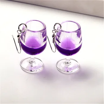 3D Обеци В Формата на Купа червено Вино, Персонализиран и Творчески Чаши за вино във формата На Купа червено Вино, Висящи Обеци За Жени, Бижута Подарък