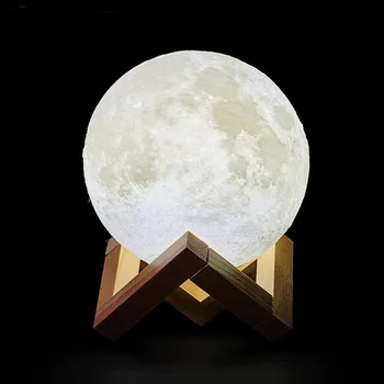 3D Принт Акумулаторна Лунна Лампа led нощна светлина Творчески Сензорен Прекъсвач на Лунна Светлина, За Украса спални подарък за Рожден Ден