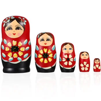 5 бр., гнездене кукли, Декоративни Играчки за малки Деца, Малки Руски Играчки за деца