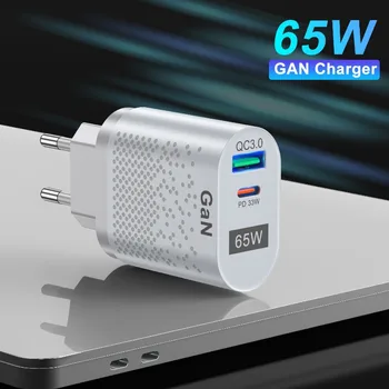65 W GaN Зарядно устройство C USB EU/US/KR Свещи Бързо Зареждане на GaN Зарядно Устройство за Мобилен Телефон Бързо Зареждане Type C Стенен за iPhone Xiaomi