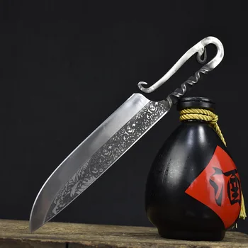 7-Инчов Нож Ръчна изработка За Остра Нарязване на Ловни Вени Viking Spindrift Готвач Longquan Кухненски Ножове 7Cr17MoV Със Стоманена Дръжка