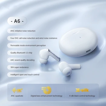 A6 Последен Трансгранични TWS Bluetooth-съвместими слушалки с ANC ENC и wi-fi звук за любителите на игри и музика