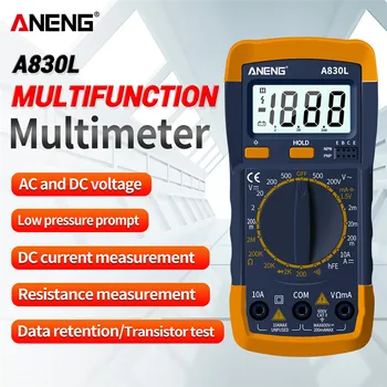 ANENG A830L Цифров Мултицет Постоянно Променливо Напрежение, Съпротивление на Диода, Мультитестер, LCD Волтметър, Амперметър, Зумер, Задържане на данни, Измервателни Инструменти