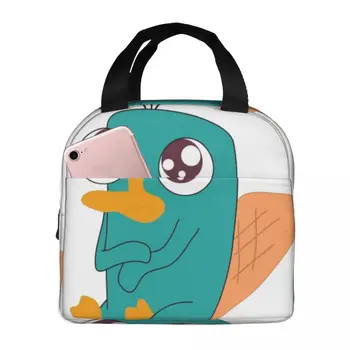 Baby Perry The Platypus Термоизолированные чанти за обяд Торби за Многократна употреба, За съхранение на продукти, Голям Обяд-бокс Мъкна Учител на работа