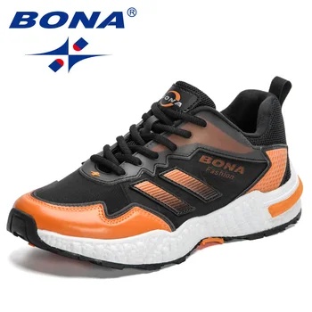 BONA 2023 Нови дизайнерски пътни маратонки За бягане, Мъжки ежедневни обувки за бягане на открито, Мъжки спортни обувки, Дишаща обувки дантела