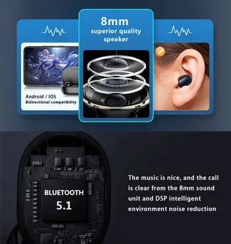 Eayburst E7S TWS Bluetooth Слушалки в ушите и микрофон с шумопотискане A6S Универсални безжични слушалки