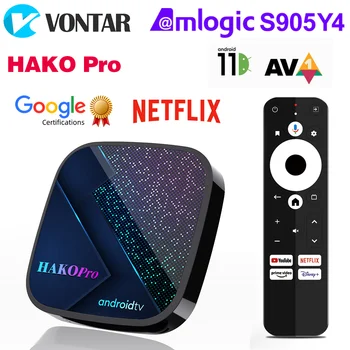 HAKO Pro Netflix TV Box Android 11 Amlogic S905Y4 2 GB 16 GB от Google Certified AV1 1080P H. 265 4k Wifi BT media player Телеприставка