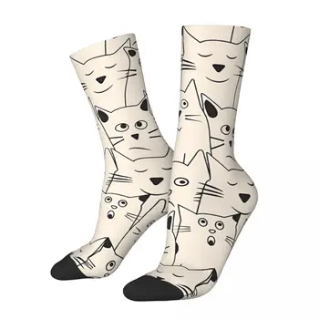 Happy мъжки чорапи с шарени усмихнати котки, Ретро Мяу, новост в уличном стил, подарък чорап за екипажа на модел