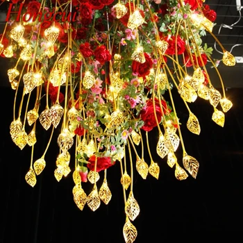 Hongcui Modern Golden Leaf Wedding Light Party Stage LED Light Окачен лампа, поставяне в земята, Фоново украса