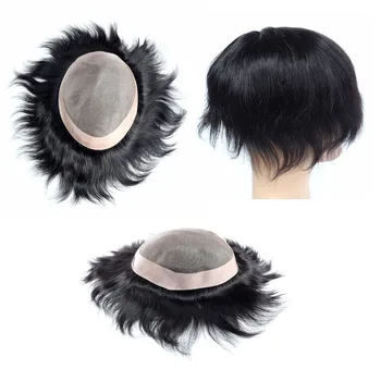 Hywel Fine Mono Men Toupee Hair Мъжка Перука-Topper За Коса, Мъжки Система Замяна На Капилярни Протези, Коса От Естествени Черни Коса