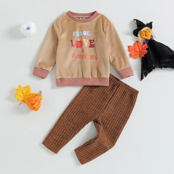 ma & baby от 1 до 5 години, Комплекти дрехи за Малки момчета и Момичета на Хелоуин, Блузи с дълъг ръкав и надпис 