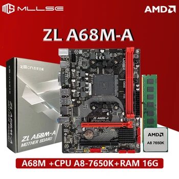 MLLSE Нова дънна платка ZL A68M-A с комбиниран комплект A8 CPU-7650K RAM * 1 16GB DDR3 1600MHz памет Настолна за игри и работа