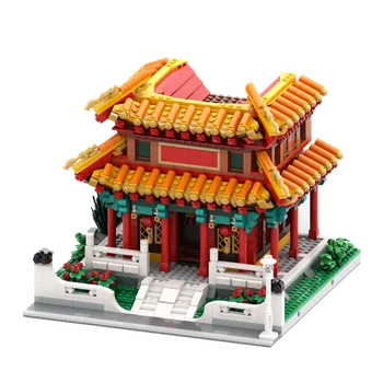 MOC Град на Храма на Бога на богатството, известната Китайска архитектура, Модел на храма, Набор от градивни елементи, Реколта Храмова кула, Тухли, Детска играчка